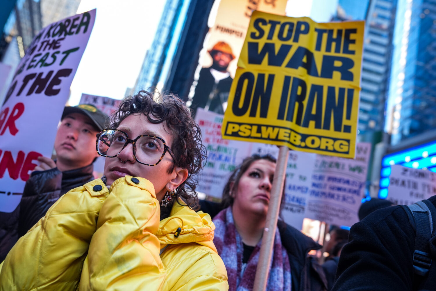 FILE - People march while taking part in a protest against the U.S.-Israeli war with Iran, and agai...