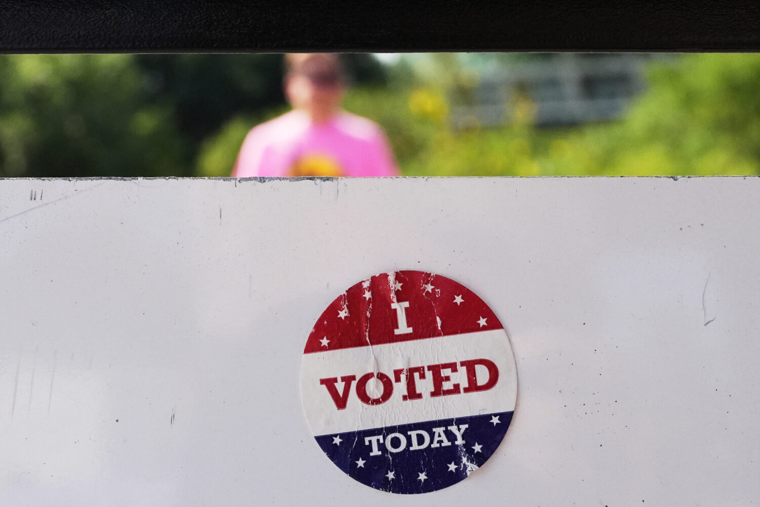 An " I Voted Today" sticker on an information sign at Olbrich Gardens Tuesday, Aug. 11, 2026, in Ma...