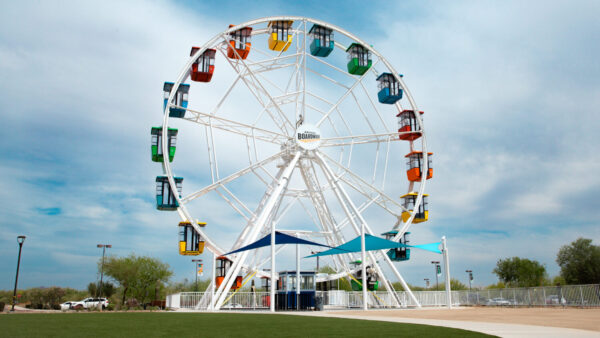 The Boardwalk Big Wheel opened at the Arizona Boardwalk Monday as part of its 10th anniversary celebration, becoming the first permanent outdoor Ferris wheel in the Valley. (Arizona Boardwalk)