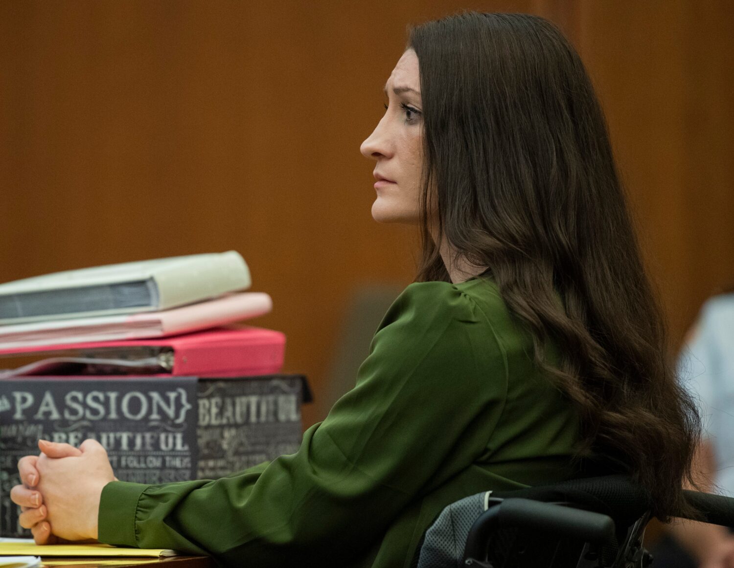 Lindsay Clancy listens during her murder trial Wednesday, Aug. 19, 2026, in Plymouth, Mass. (Amanda...