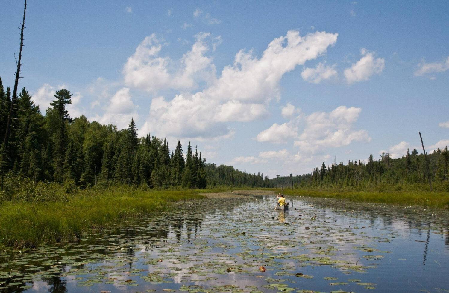FILE - In this undated photo canoeists navigate the Pocket River in the Boundary Waters Canoe Area ...