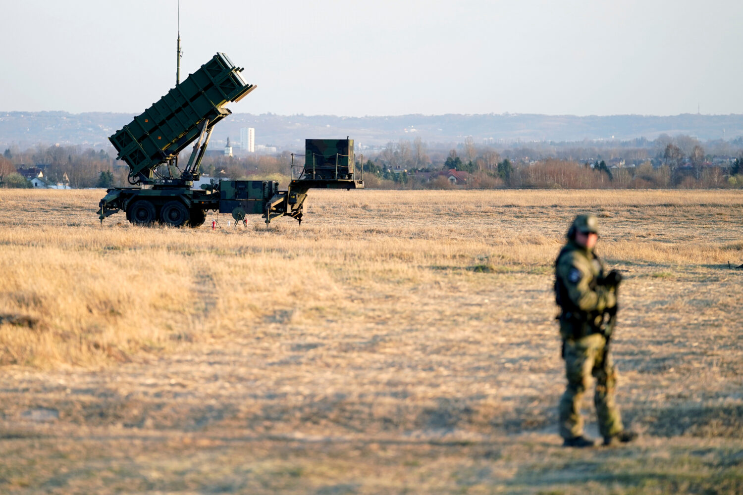 FILE - Patriot missles are seen at the Rzeszow-Jasionka Airport, March 25, 2022, in Jasionka, Polan...