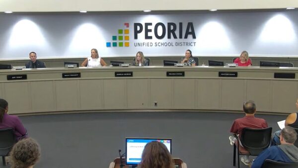 The Peoria Unified School District governing board (Peoria Unified School District via YouTube)