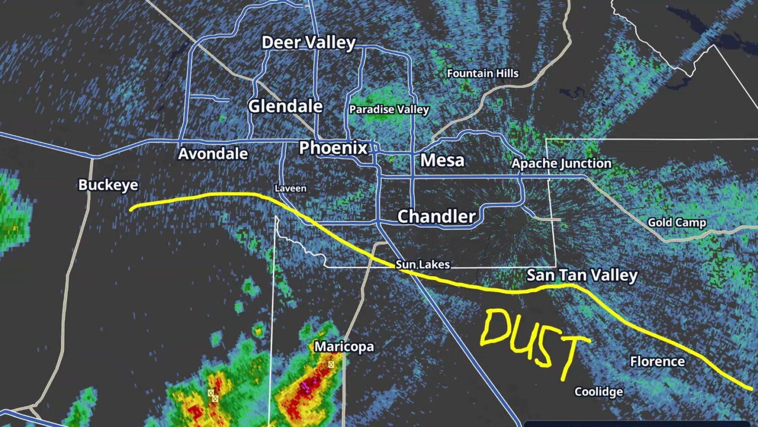 Weather officials expect a wall of dust to appear, and visibility will also drop to fewer than 1 mi...