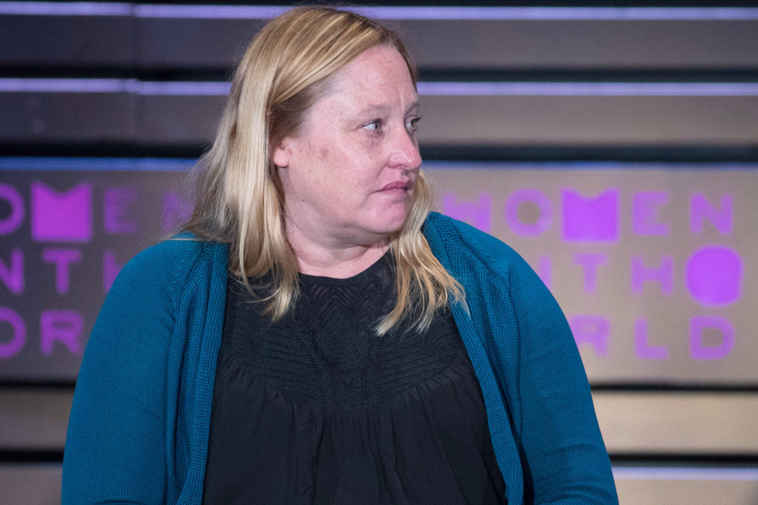 FILE - Heidi Beirich, of the Southern Poverty Law Center, speaks during the Women in the World Summ...