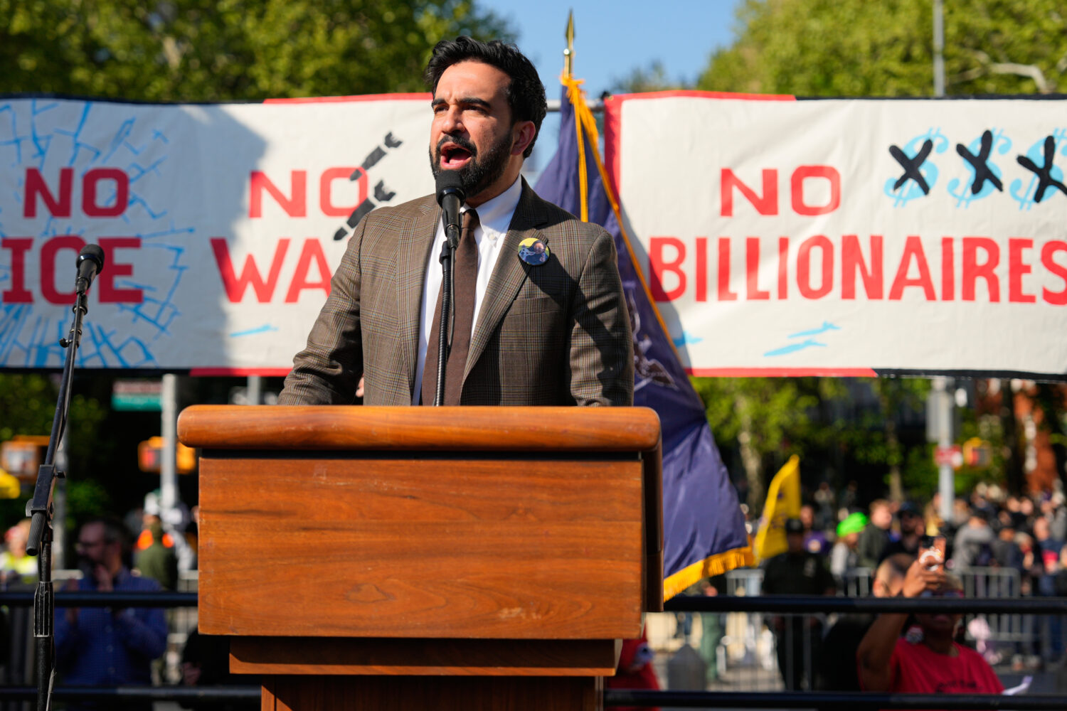 FILE - Mayor Zohran Mamdani speaks during a May Day rally at Washington Square Park in New York, Ma...