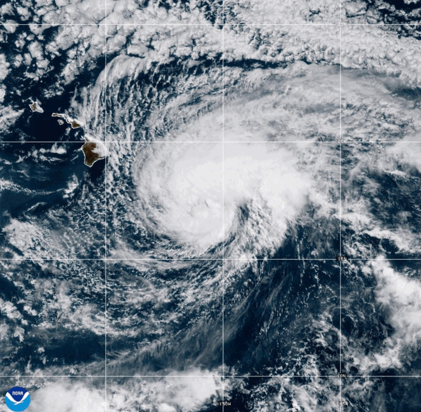 This NOAA satellite image taken at 5:22 p.m. EST on Friday, Aug. 14, 2026, shows Tropical Storm Lal...