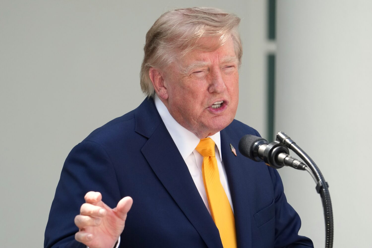 President Donald Trump speaks during a back to school event in the Rose Garden of the White House, ...