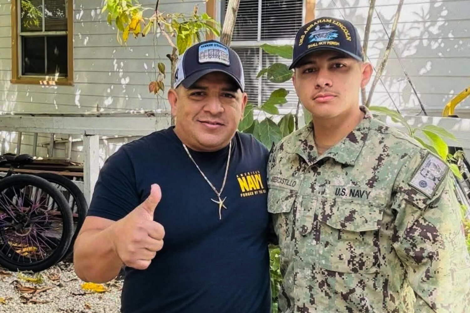 In this photo courtesy of Katherine Delgado shows her step-father Luis Manuel Aviles, left, and her...