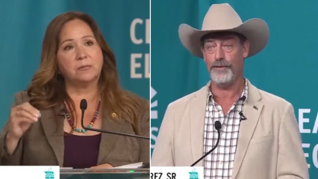 Rep. Adelita Grijalva and Republican challenger Daniel Butierez Sr. participate in a Clean Elections debate for Arizona's 7th Congressional District on Tuesday, Aug. 26, 2026. (Clean Elections Commission)