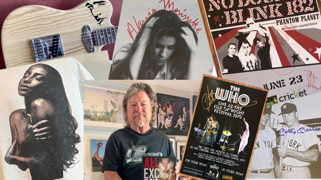 Danny Zelisko surrounded by memorabilia promoting Arizona music history....