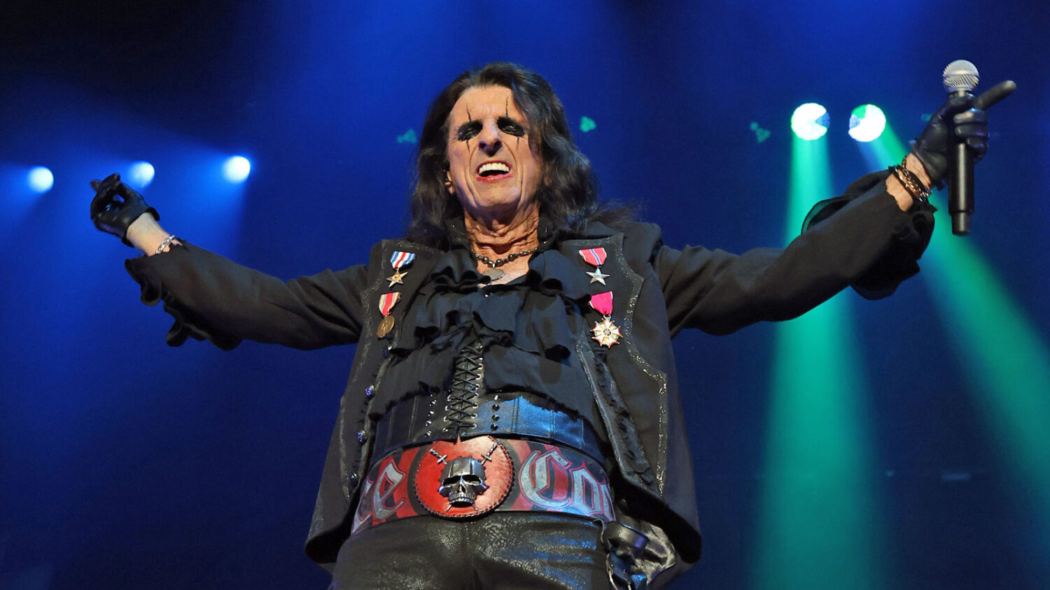 Alice Cooper performs at The Kia Forum on October 19, 2025 in Inglewood, California. (Photo by Moni...