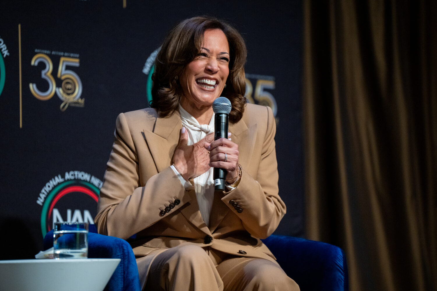 FILE - Former Vice President Kamala Harris speaks during the National Action Network Convention in ...