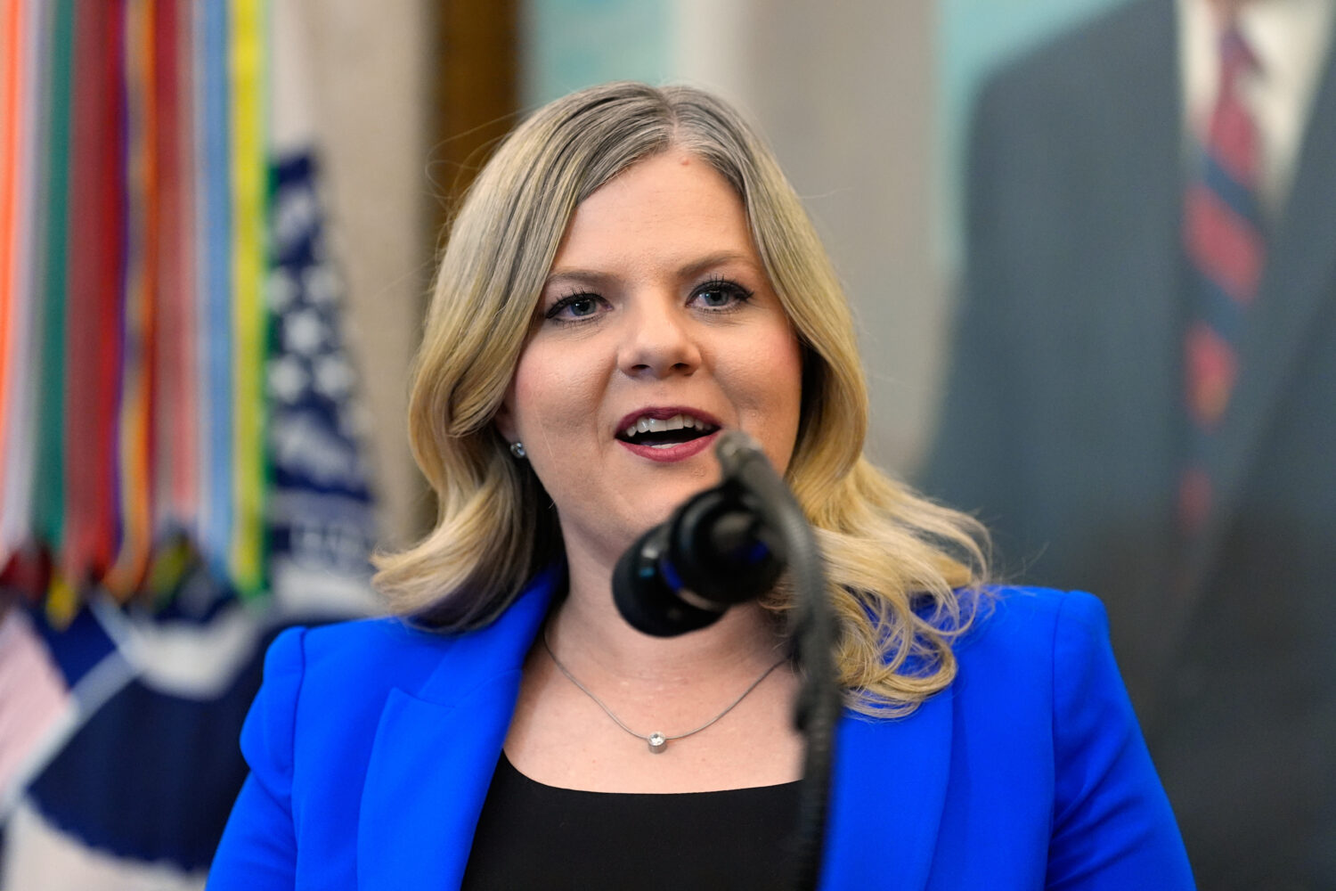 FILE - Dr. Heidi Overton, Deputy Director of the White House Domestic Policy Council, speaks about ...