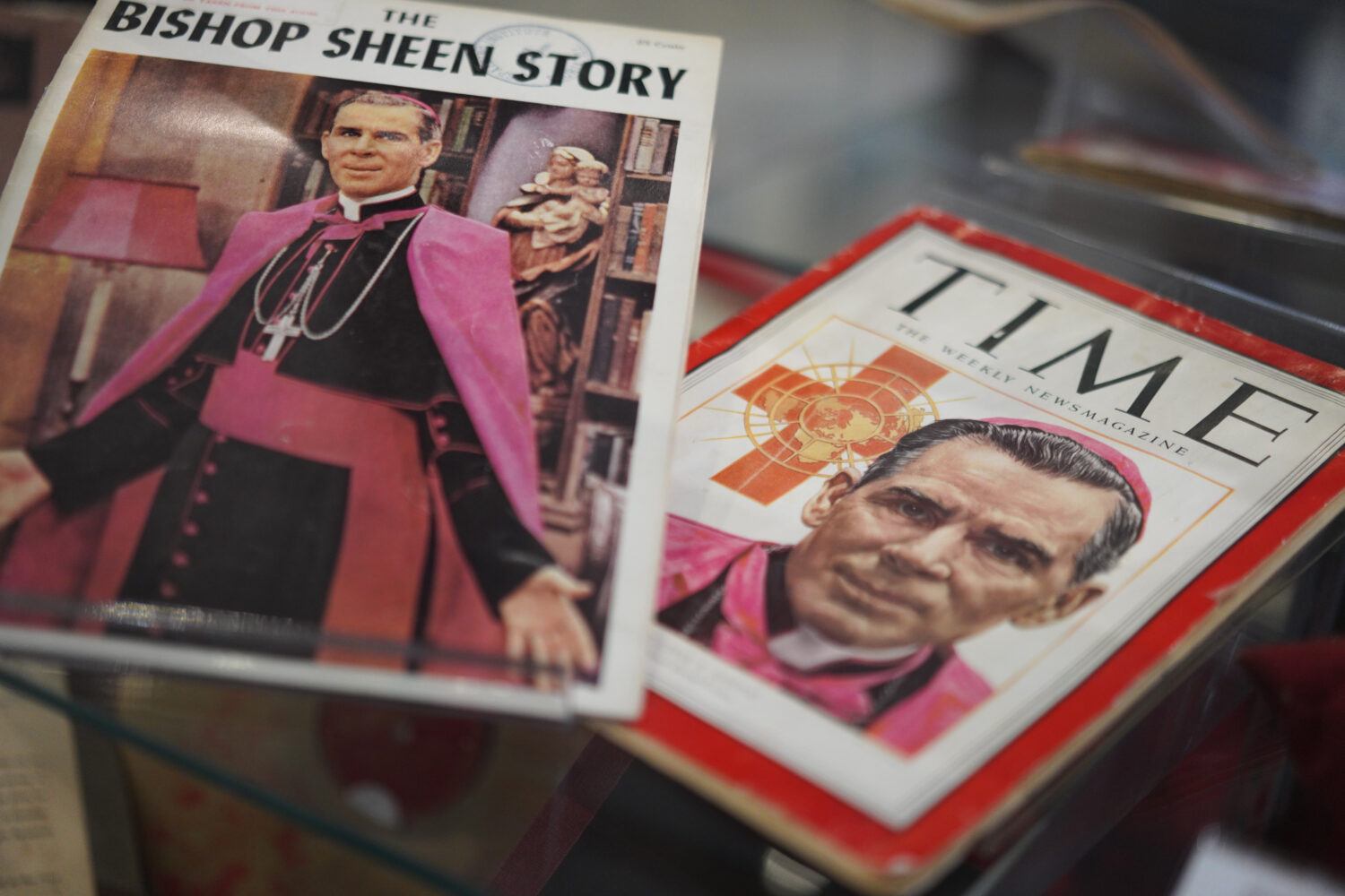 Artifacts and memorabilia depicting the late Archbishop Fulton Sheen are displayed in the Sheen Mus...