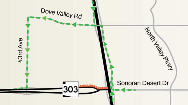 With lane restrictions coming to Interstate 17 on Wednesday, the Arizona Department of Transportation has a specific detour for drivers to take as delays are expected. (ADOT)