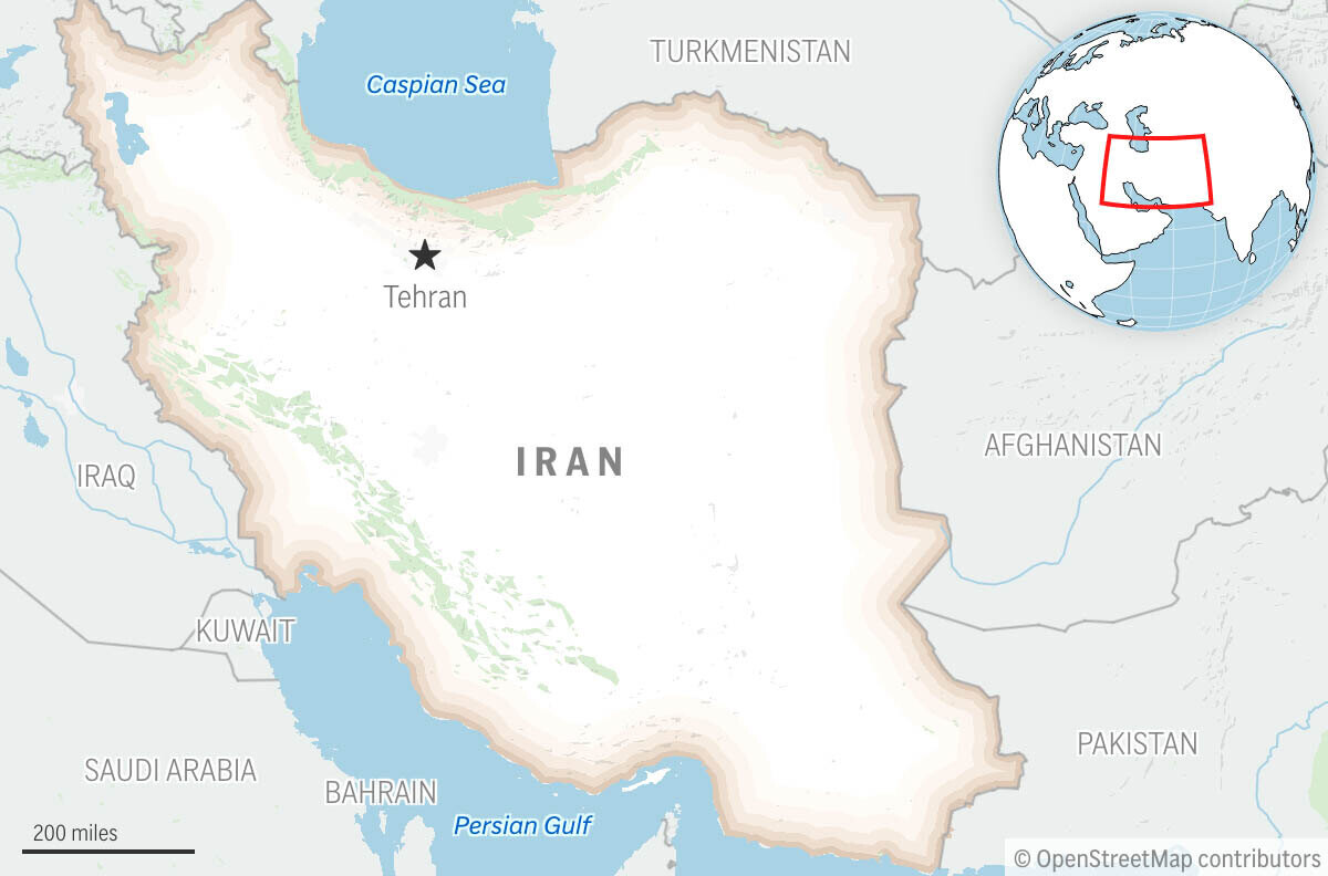 This is a locator map for Iran with its capital, Tehran. (AP Photo)Credit: AP Photo/undefined...