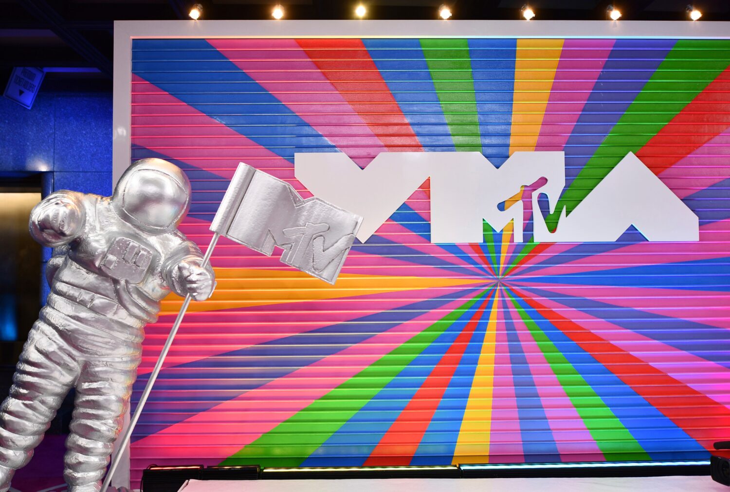 FILE - A statue of the MTV Moon Man appears on the red carpet at the MTV Video Music Awards on Aug....