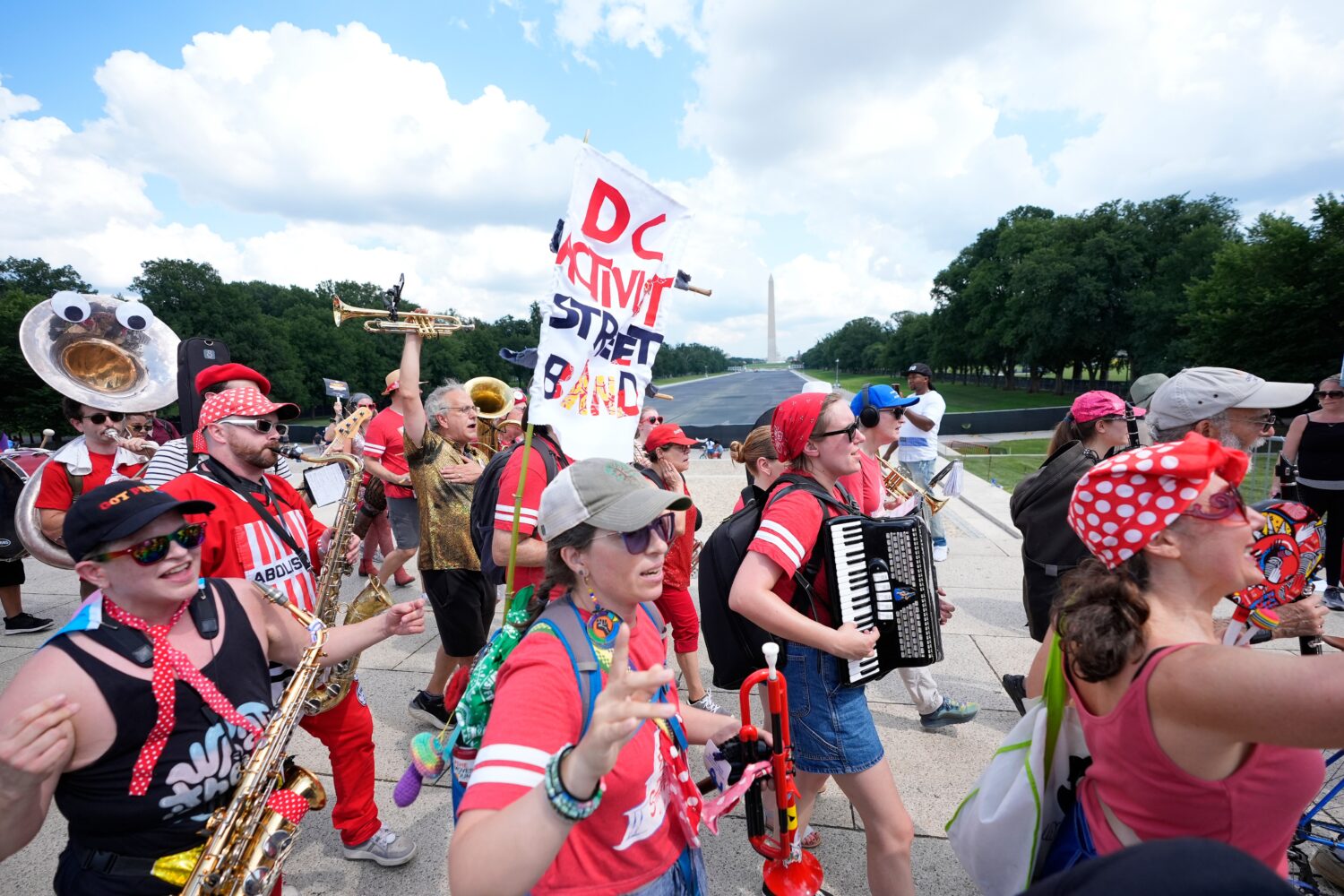 A group of local activist from Washington DC, demonstrating during the March on Washington rally at...