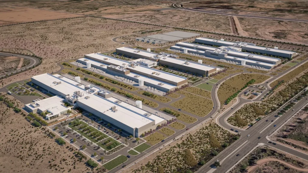 A rendering of Meta's $1 billion, five-building data center campus in Mesa. (Photo via Meta)