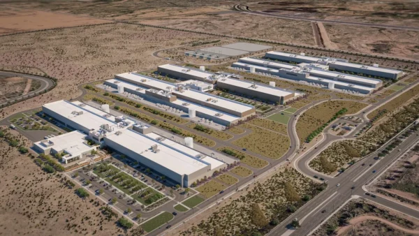 A rendering of Meta's $1 billion, five-building data center campus in Mesa. (Photo via Meta)