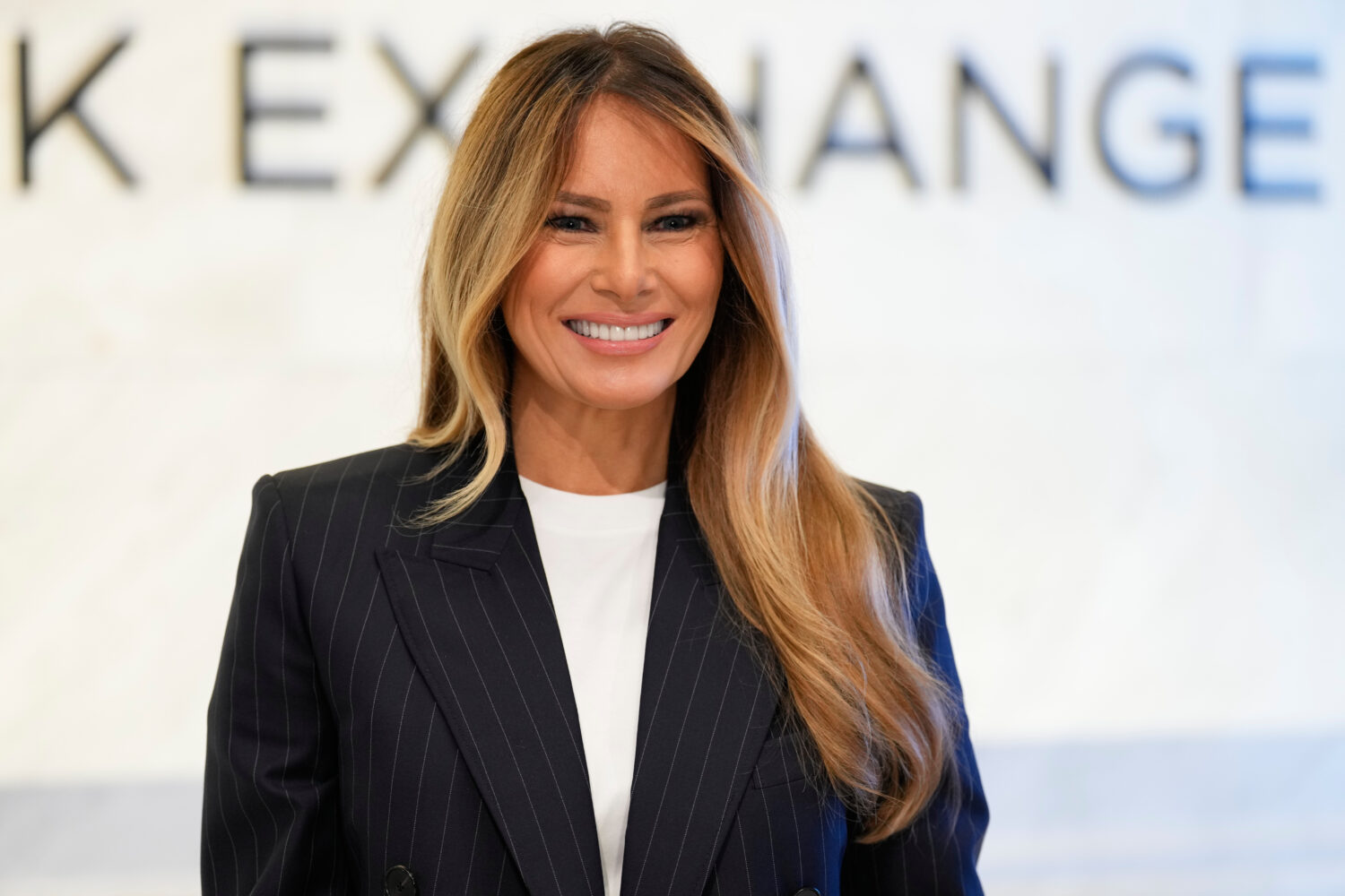 First lady Melania Trump prepares to ring the opening bell at the New York Stock Exchange Wednesday...