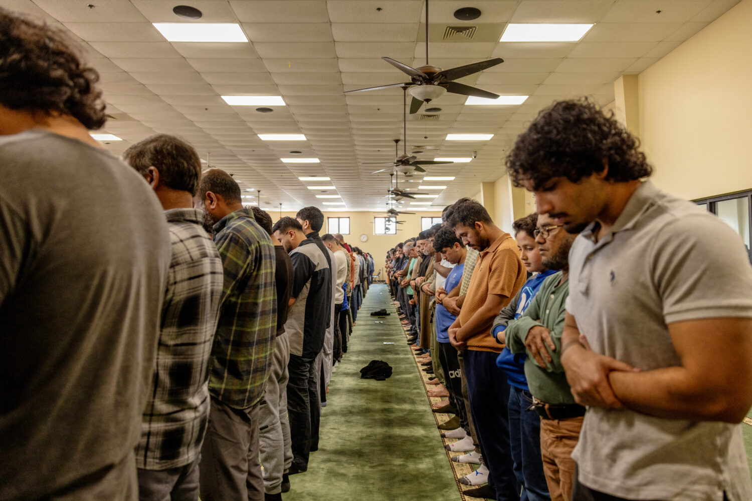 FILE - People pray at the Islamic Society of Tulsa, Friday, Feb. 13, 2026, in Tulsa, Okla. (AP Phot...