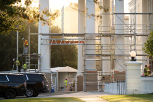 Trump’s White House North Portico project nears completion with shroud and scaffolding taken down