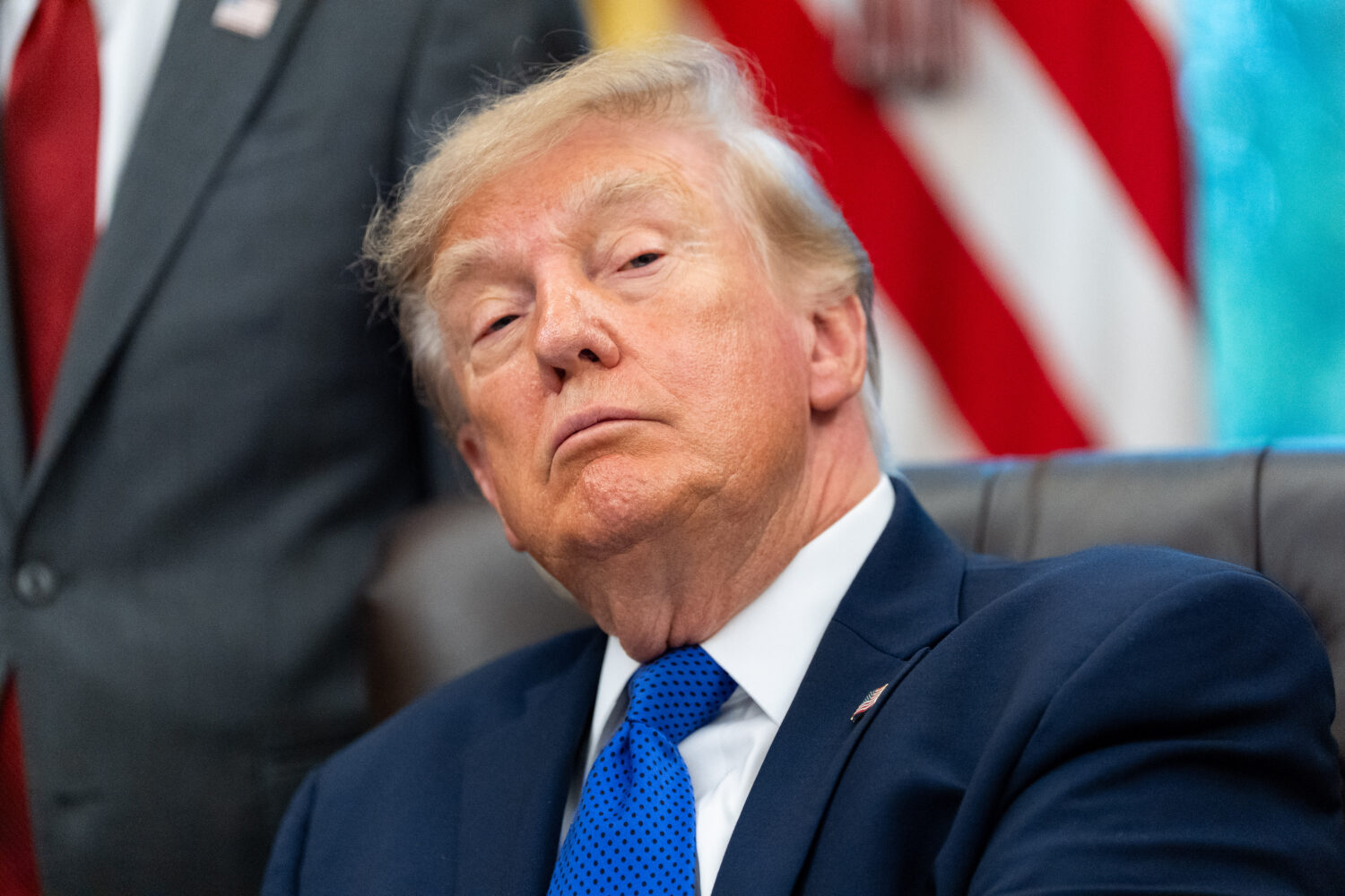 President Donald Trump speaks in the Oval Office of the White House, Monday, Sept. 28, 2026, in Was...