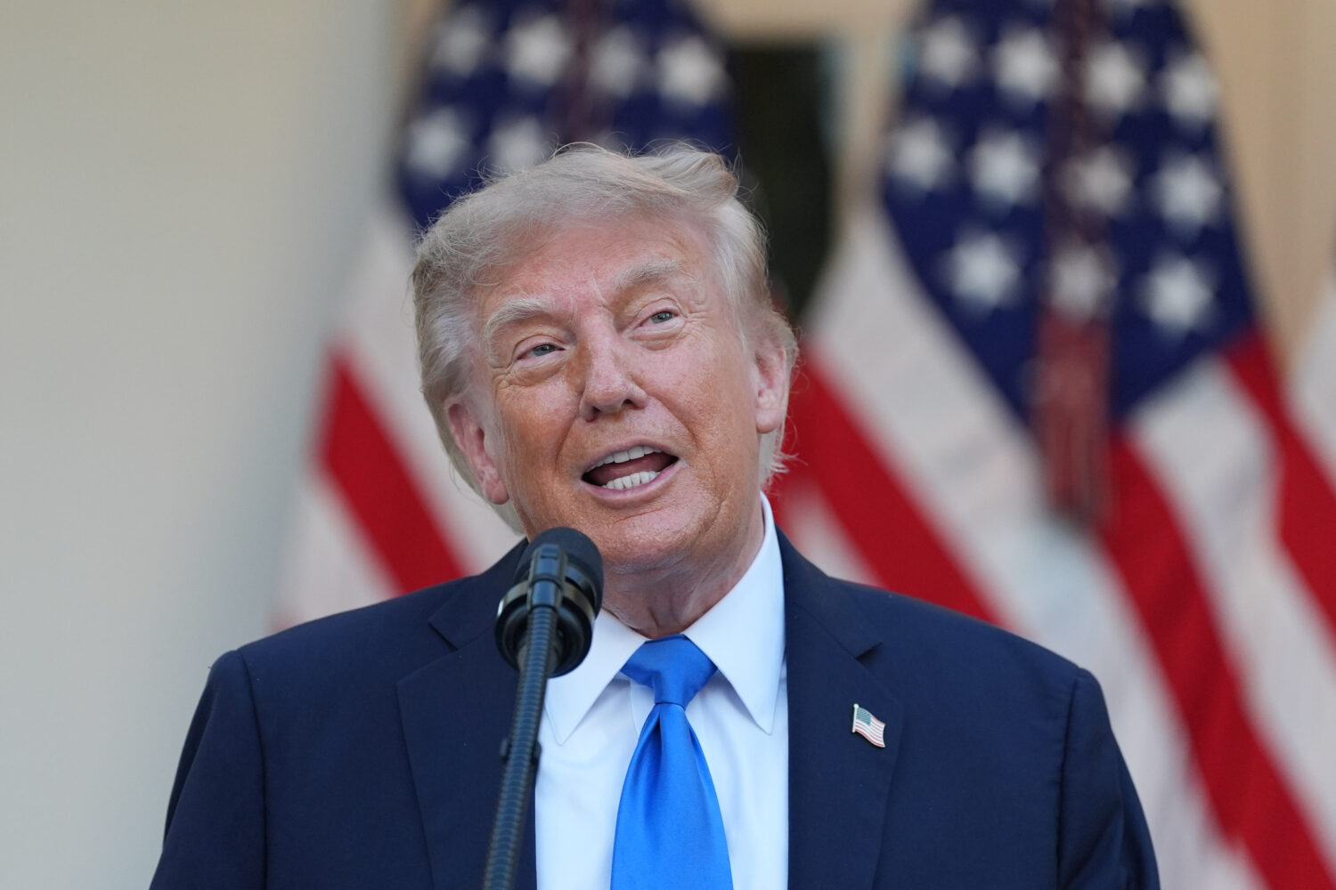 President Donald Trump speaks during an event with Republican lawmakers in the Rose Garden of the W...