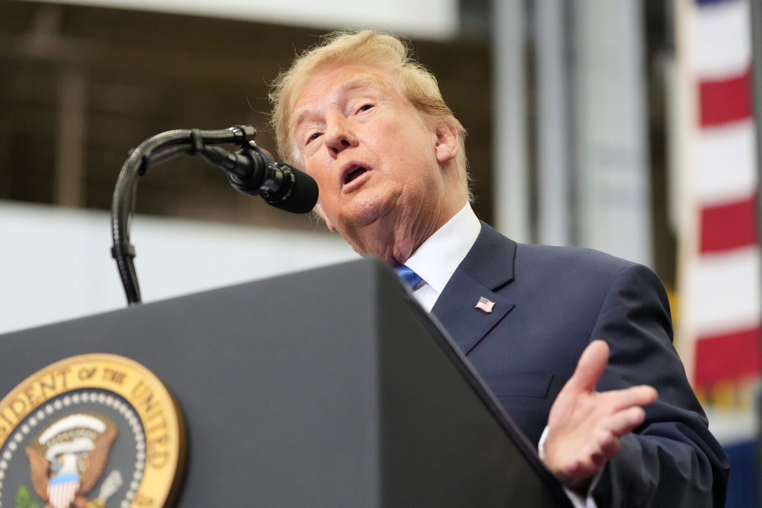 President Donald Trump speaks during an event to present the Congressional Space Medal of Honor to ...