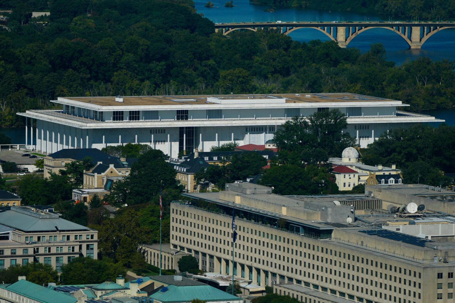The John F. Kennedy Center for the Performing Arts as seen from the Washington Monument, Tuesday, S...