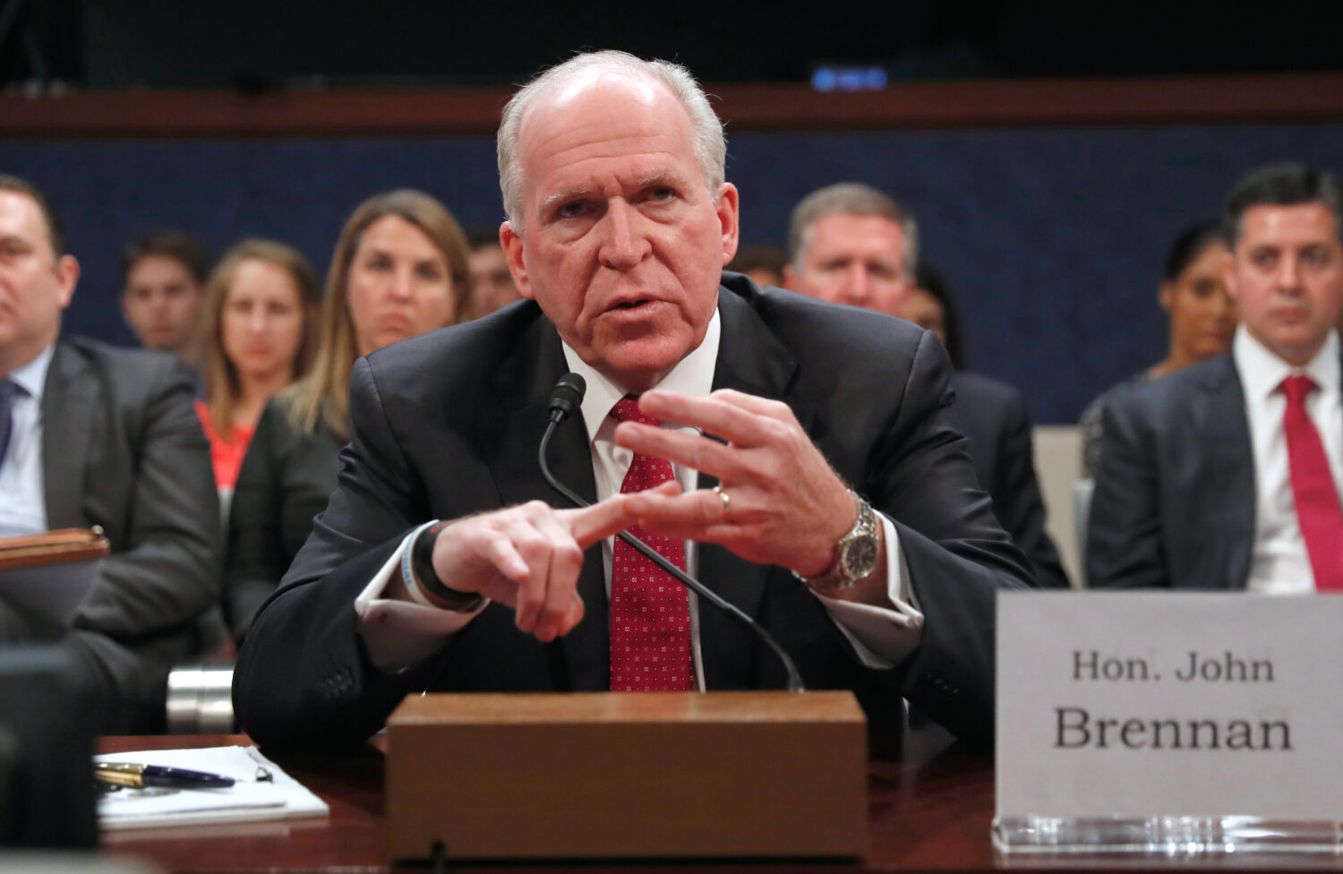 FILE - Former CIA Director John Brennan testifies on Capitol Hill in Washington, May 23, 2017, befo...