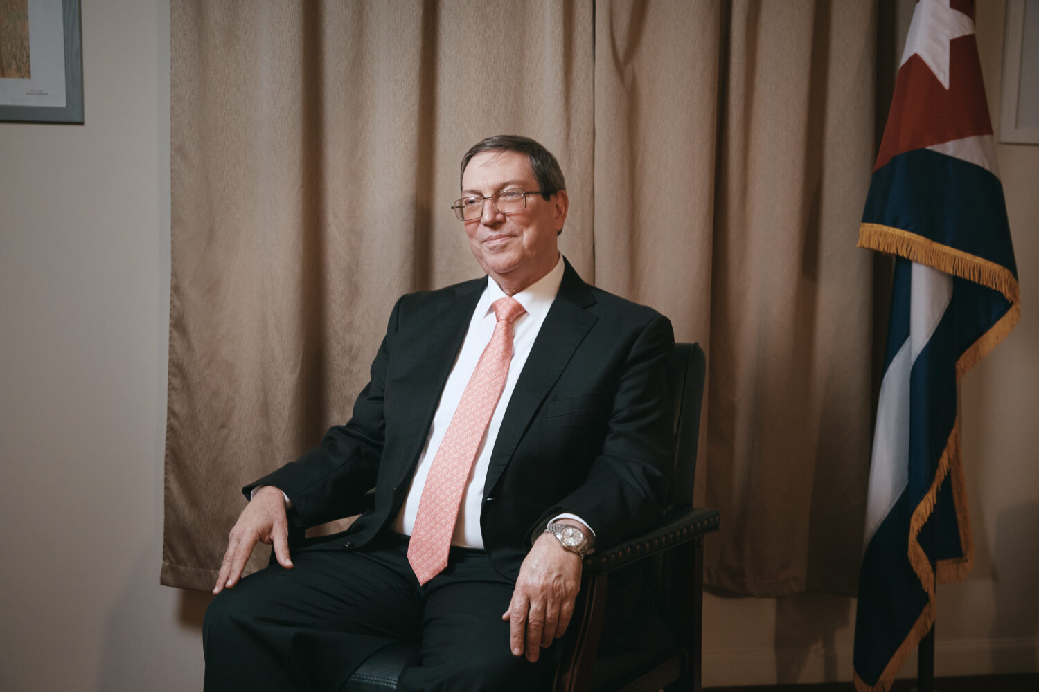 Cuban Foreign Minister Bruno Rodríguez poses for a portrait at the Permanent Mission of Cuba on Th...