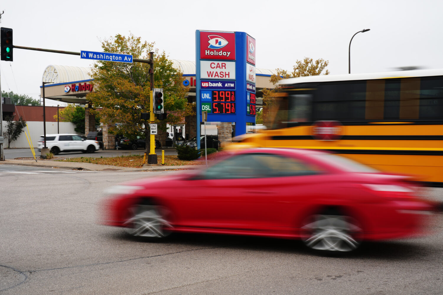Diesel prices are seen at a gas station as prices hit a record high in the U.S., Friday, Sept. 4, 2...