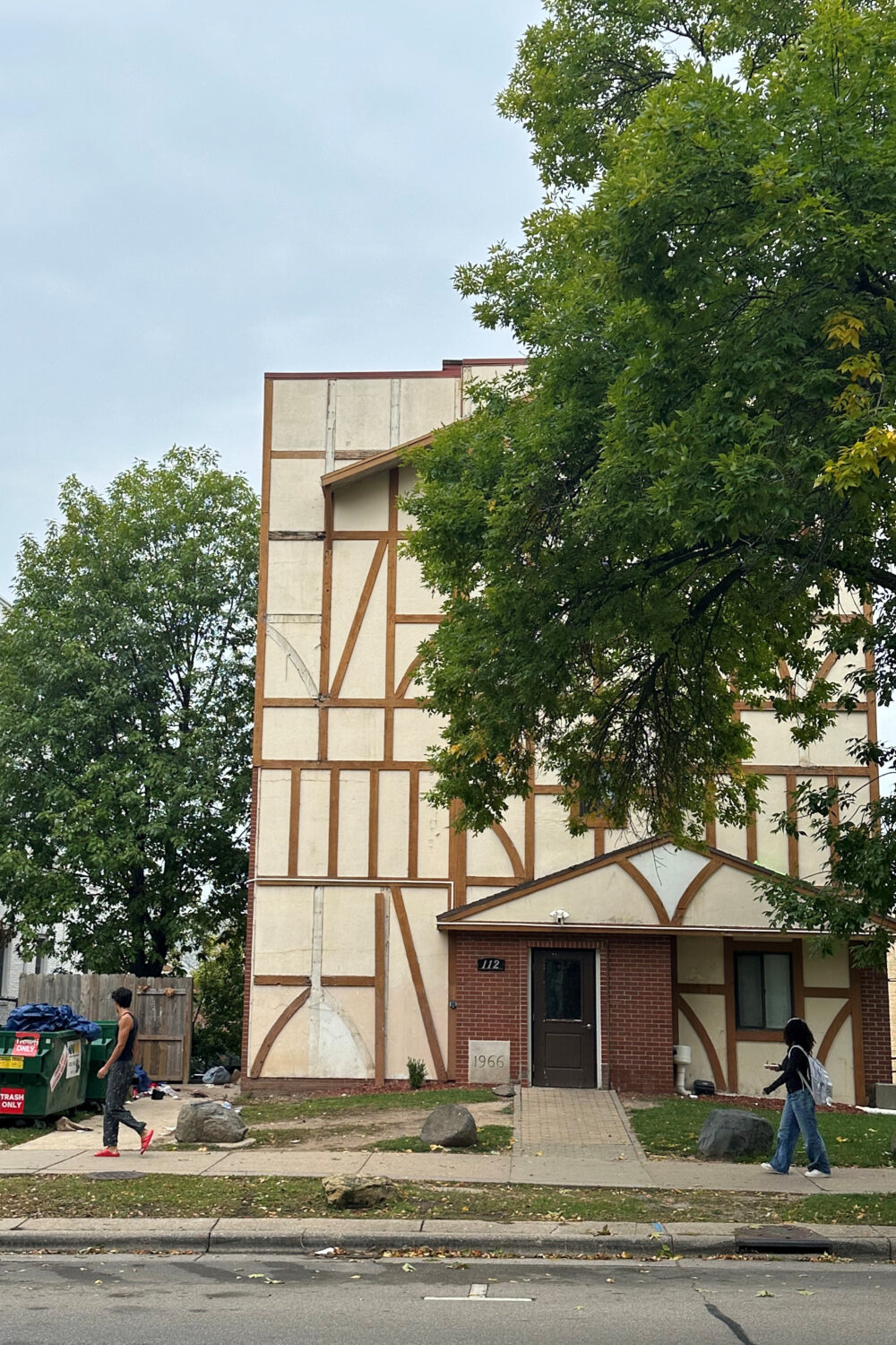 People walk by the Alpha Epsilon Pi fraternity house located near the University of Wisconsin-Madis...
