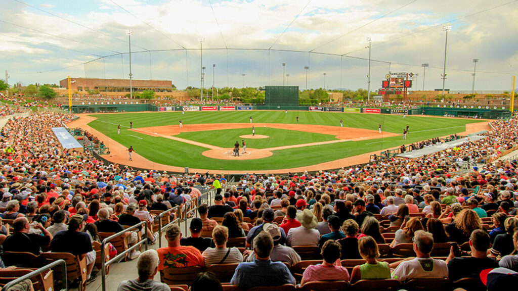 Fans take in a Cactus League baseball game at Camelback Ranch. (Visit Arizona photo)