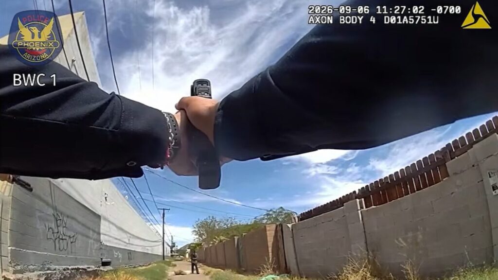 A screenshot from Phoenix Police moments before a man in a mental health crisis was shot. (Phoenix Police Department)