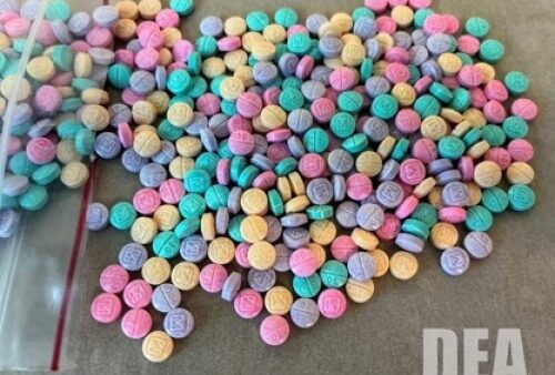 The "rainbow fentanyl" that Amanda "Queen of the South" Miller claimed to have come up with. (Photo from Department of Justice press release)