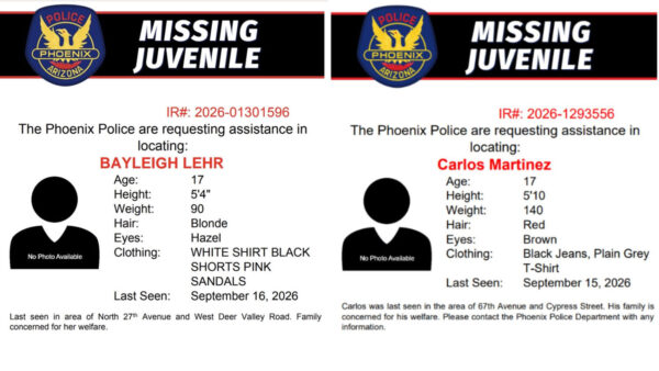 Examples of recent social media posts about missing children from the Phoenix Police Department.