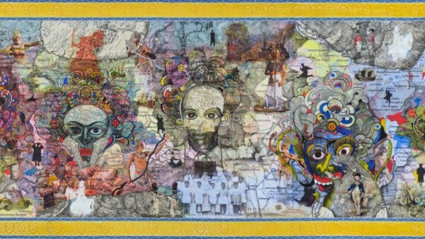 Pala Pothupitiye, Erasing Emerging, 2021. Acrylic on canvas. Collection of Dr. Sukumar Nagendran. (Phoenix Art Museum)
