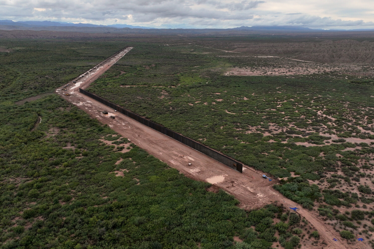 A portion of border wall is under construction in the Big Bend region, Wednesday, Sept. 23, 2026, n...