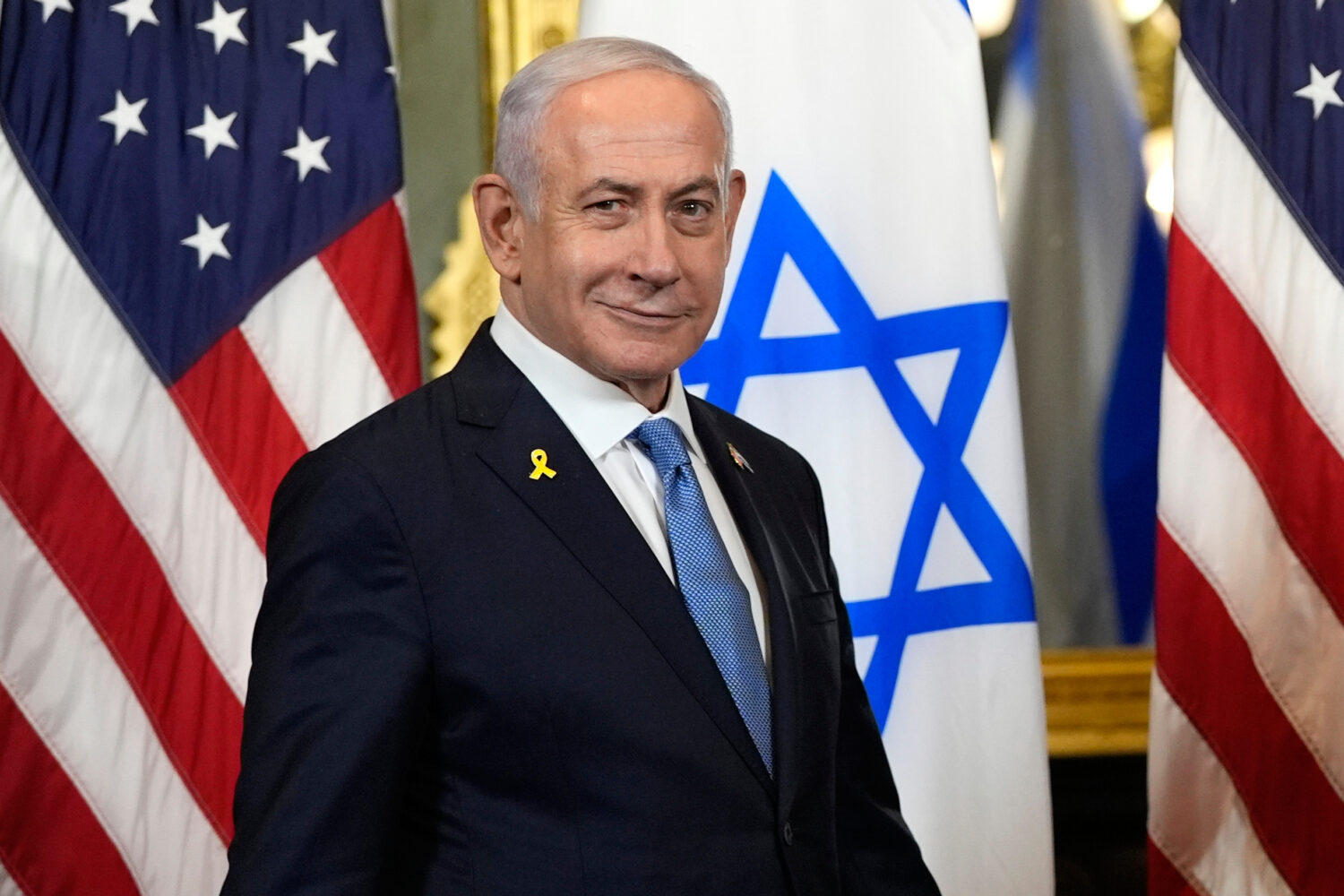 FILE - Israeli Prime Minister Benjamin Netanyahu arrive before a meeting at the Eisenhower Executiv...