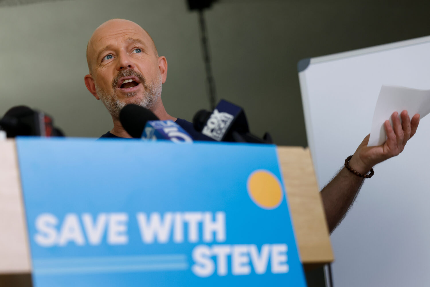 California Republican gubernatorial candidate Steve Hilton speaks during a news conference to launc...