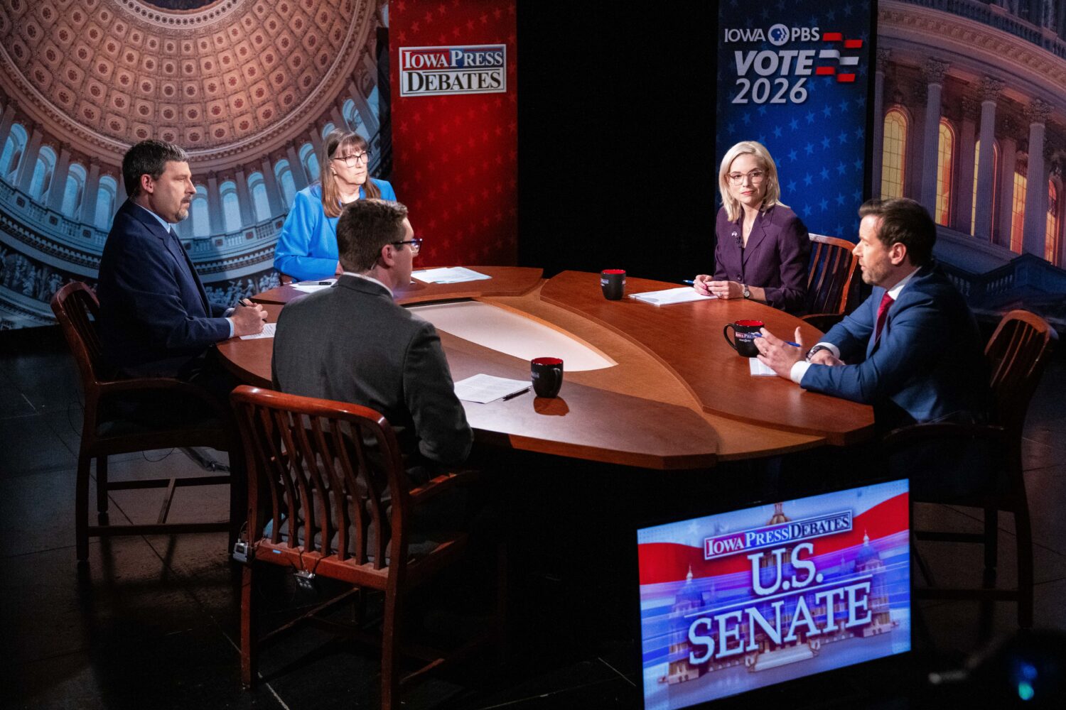 U.S. Senate candidates Rep. Ashley Hinson, R-Iowa, and Rep. Josh Turek, D-Council Bluffs, take ques...
