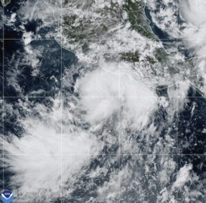 Tropical Storm Simon forms in the Pacific Ocean off the southwestern coast of Mexico