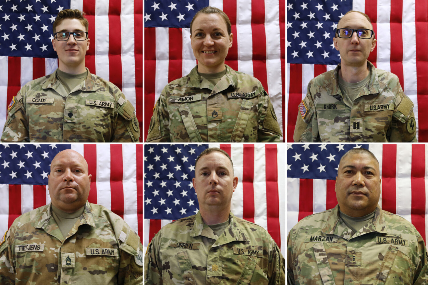 This combination of photos released by the U.S. Army taken on May 16, 2025, shows from top left, Sg...