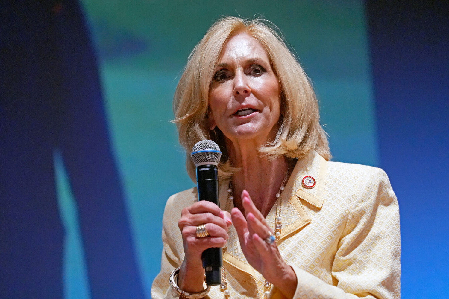 FILE - Mississippi Attorney General Lynn Fitch speaks before a crowd at a Trump for President rally...