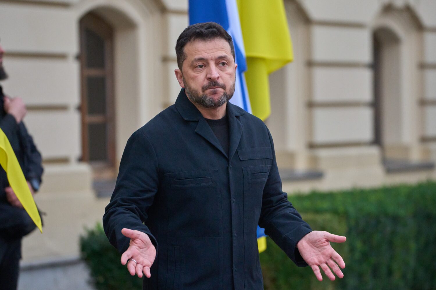 Ukraine's President Volodymyr Zelenskyy answers media questions before his meeting with Finnish Pri...