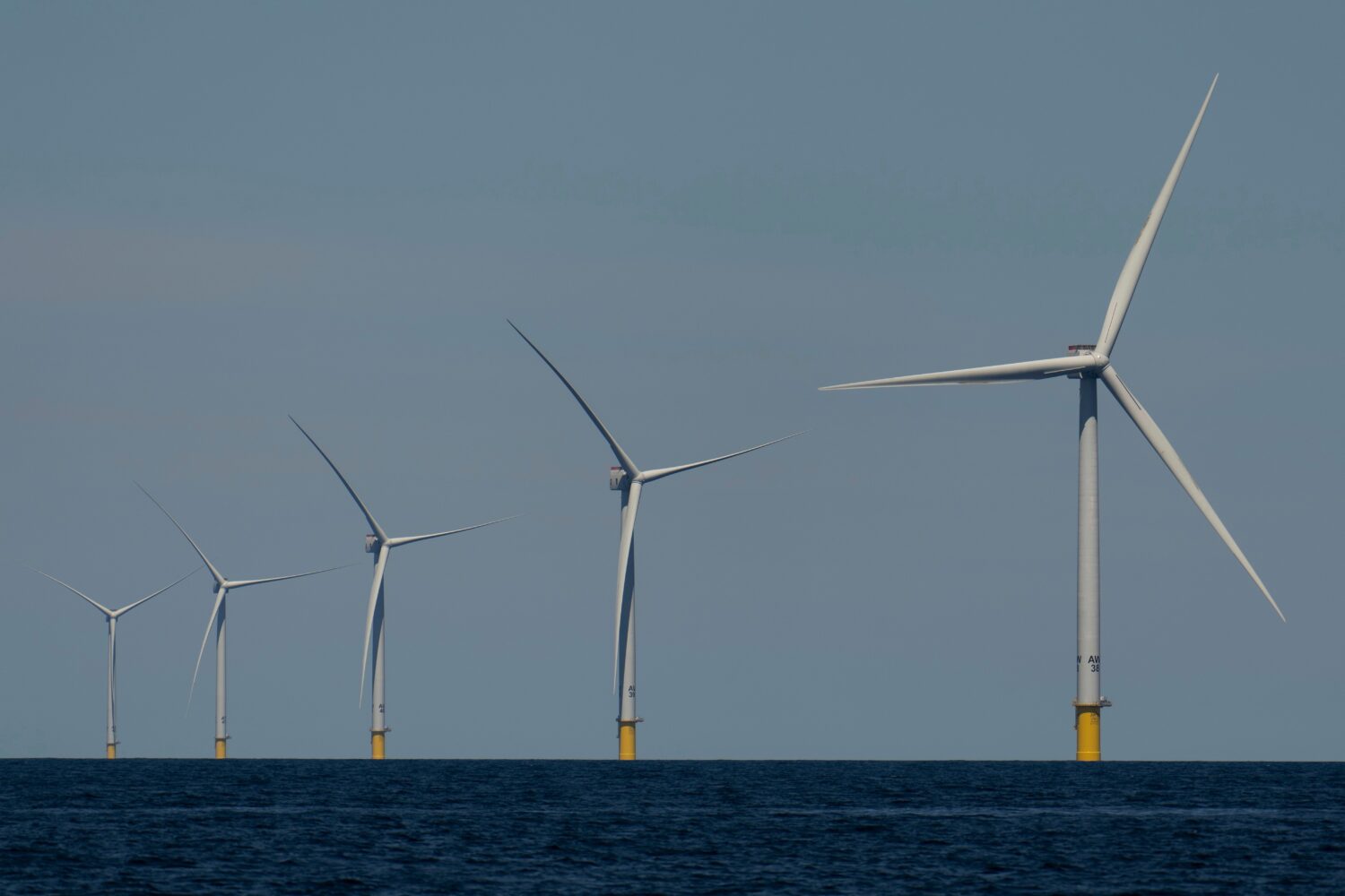 FILE - Wind turbines operate at Vineyard Wind 1 offshore wind farm off the coast of Massachusetts, ...